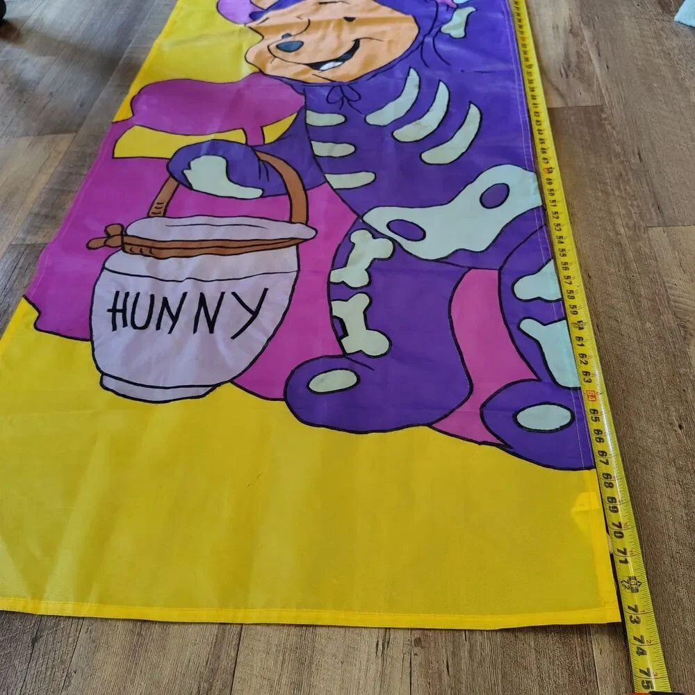 VTG 1990s Disney Winnie The Pooh Large RARE Halloween Door Window Flag Hanger